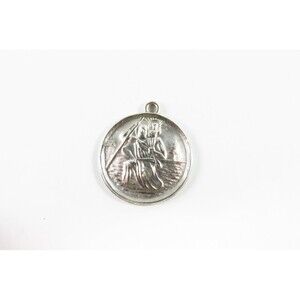 Saint Christopher Travel Pendant/Charm Medal Round in Sterling Silver 18.8mm